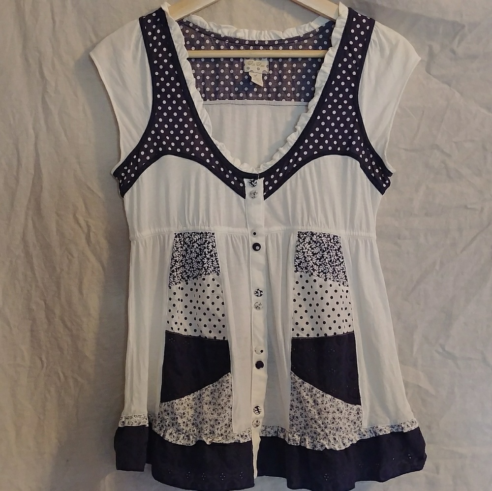 Anthropologie Ric Rac patchwork tee